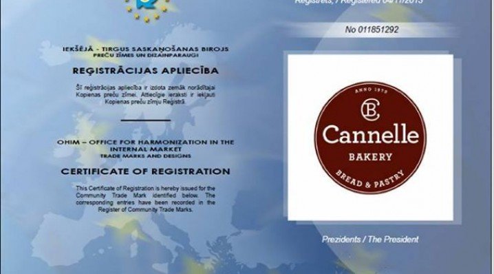 Cannelle Bakery trade mark registered in European Commission